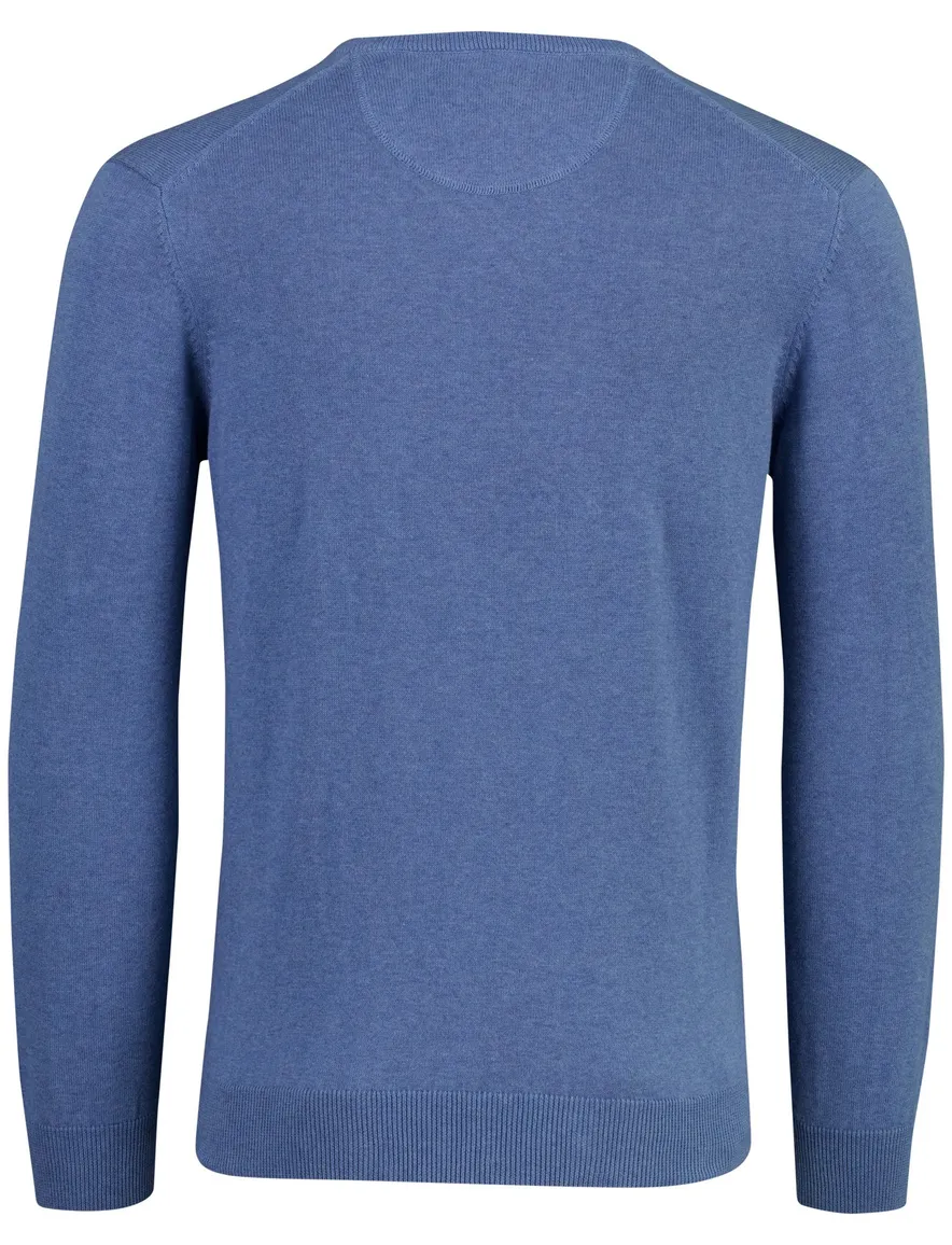 Portofino trui v-hals blauw katoen
