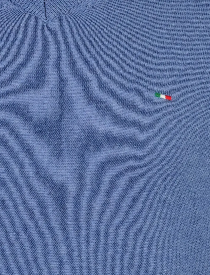Portofino trui v-hals blauw katoen