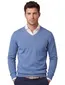 Gemêleerde v-hals trui Portofino blauw katoen