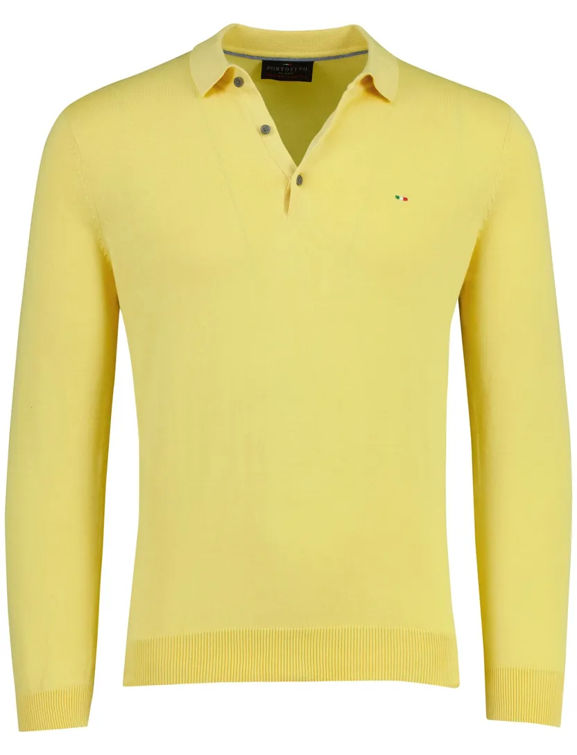 Gele polo Portofino 3 knoops lange mouw