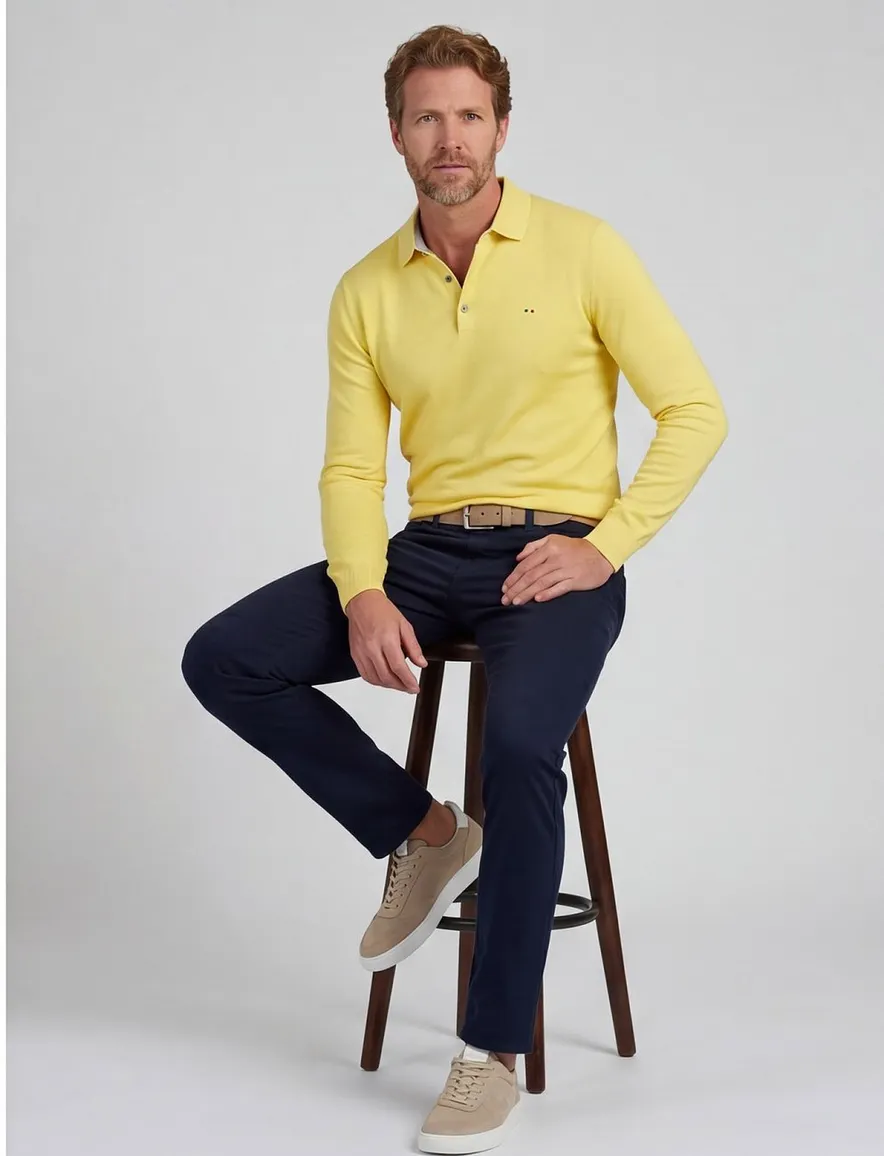 Portofino poloshirt 3 knoops geel gemeleerd