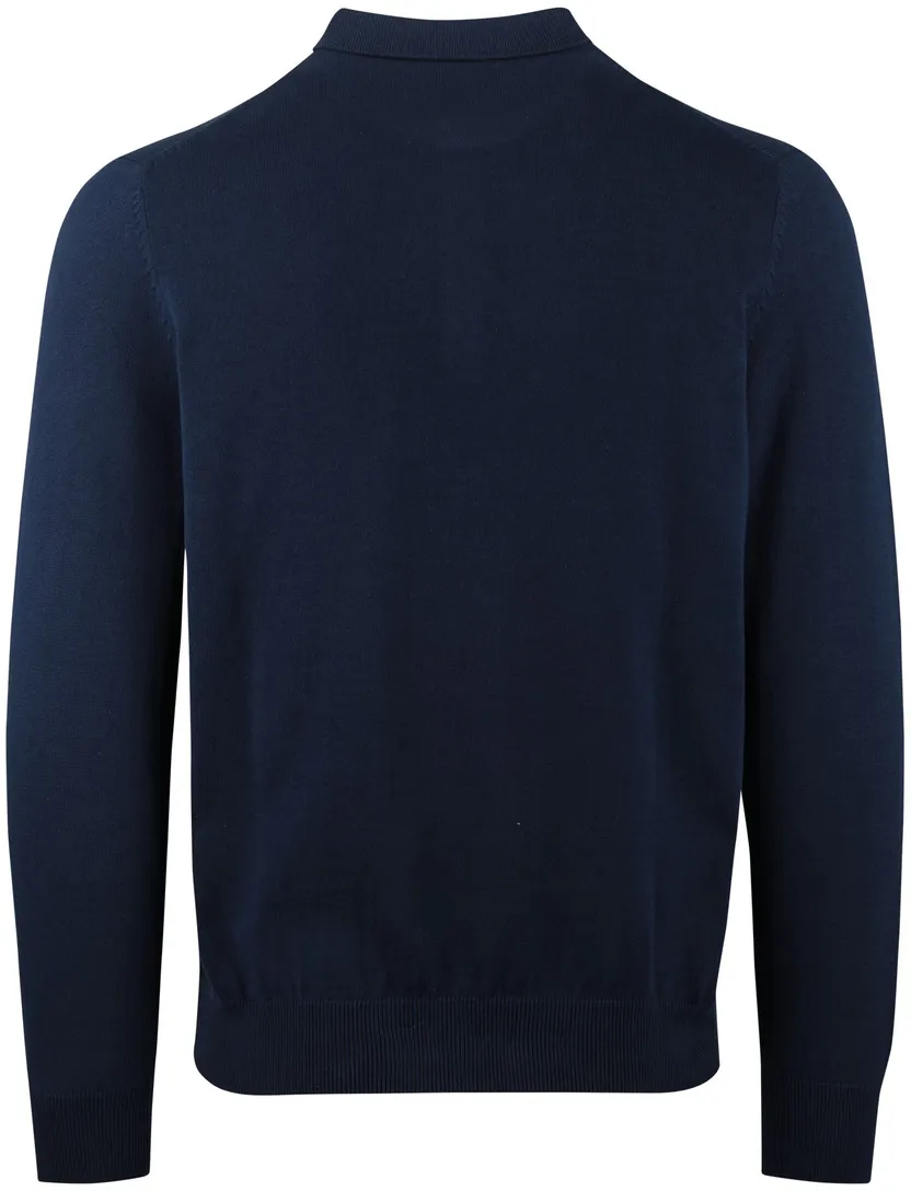 Navy polo Portofino 3 knoops lange mouw