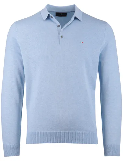 Portofino Portofino polo met lange mouw lichtblauw