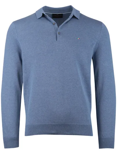 Portofino Portofino polo 3 knoops lange mouw blauw