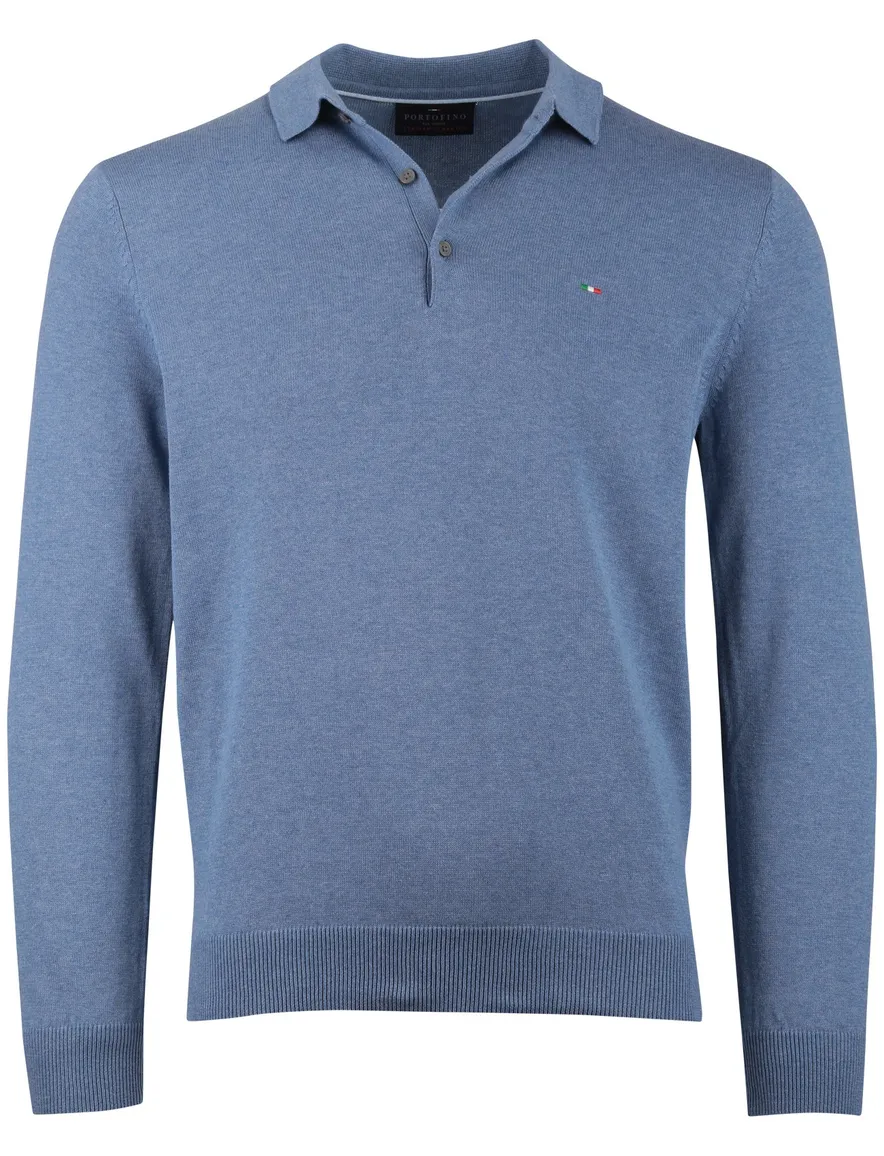 Portofino trui 3 knoops blauw