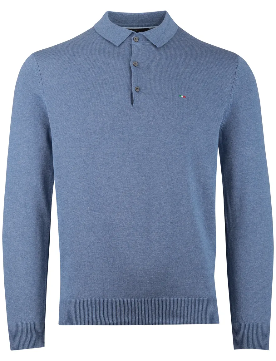 Portofino trui 3 knoops blauw