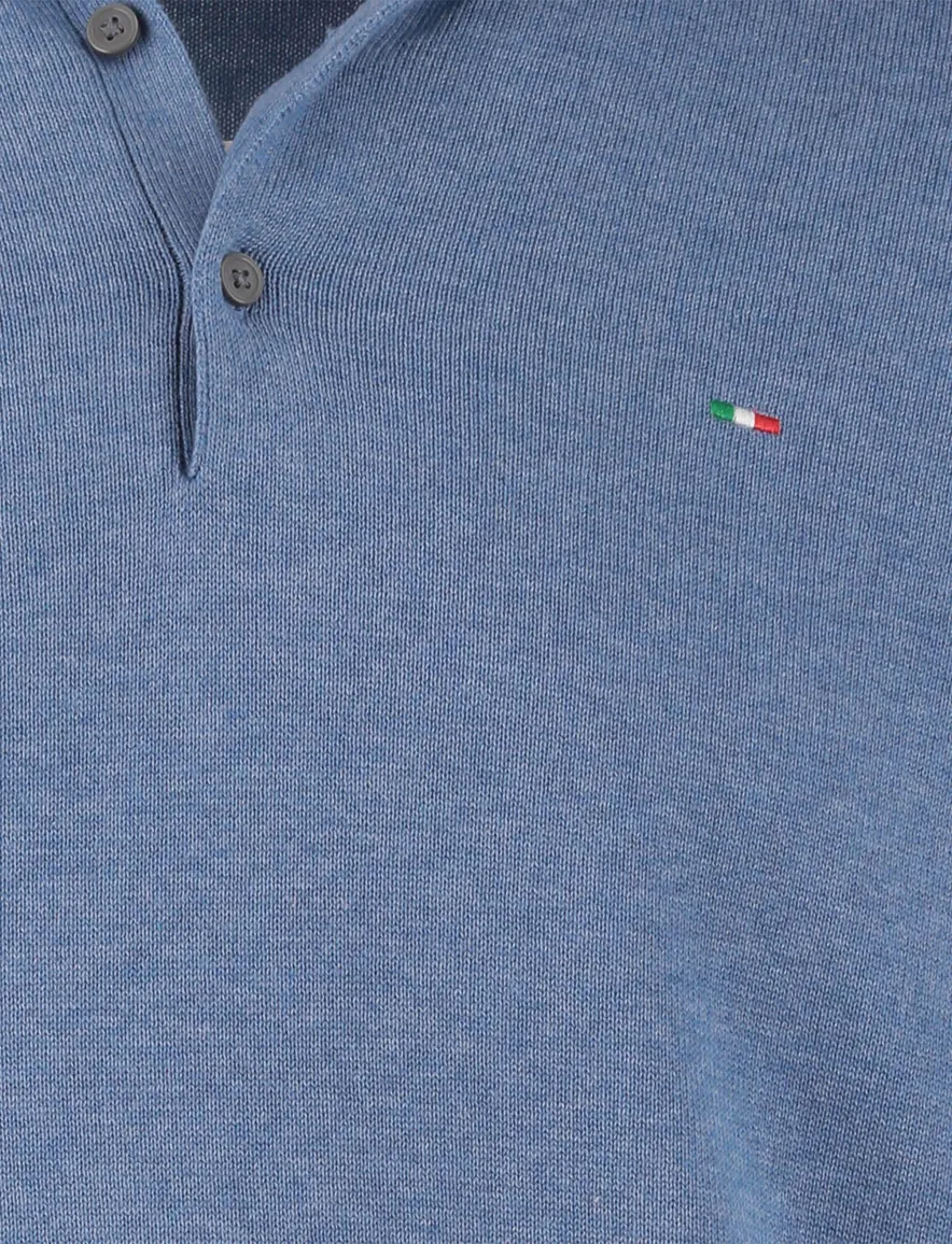 Portofino trui 3 knoops blauw