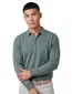 Groene polo lange mouw Portofino 3 knoops sluiting