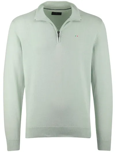 Portofino lichtgroene trui Portofino 100% katoen half zip