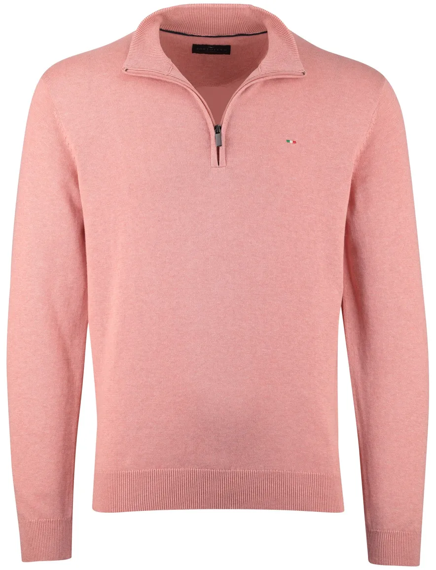 Portofino half zip trui roze 100% katoen
