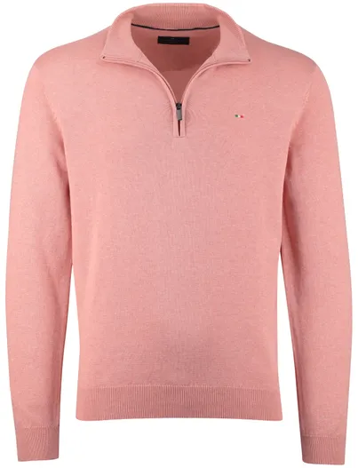 Portofino roze trui Portofino half zip normale fit