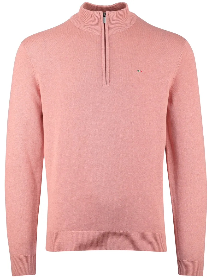 roze trui Portofino half zip normale fit