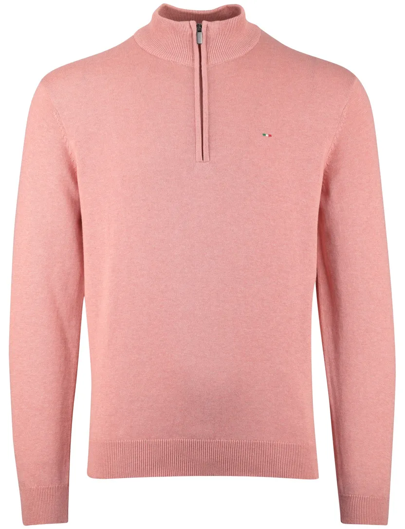 trui Portofino half zip roze rits normale fit