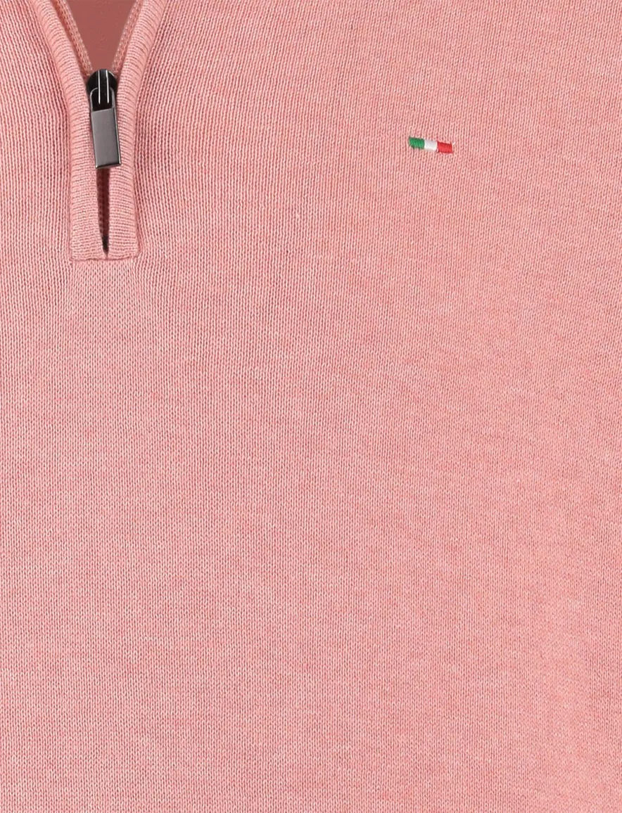 Portofino half zip trui roze 100% katoen