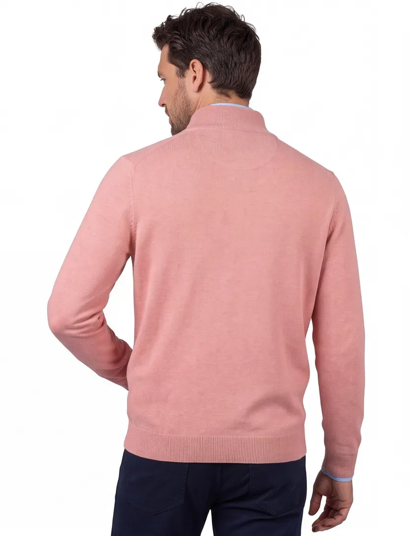 trui Portofino half zip roze rits normale fit