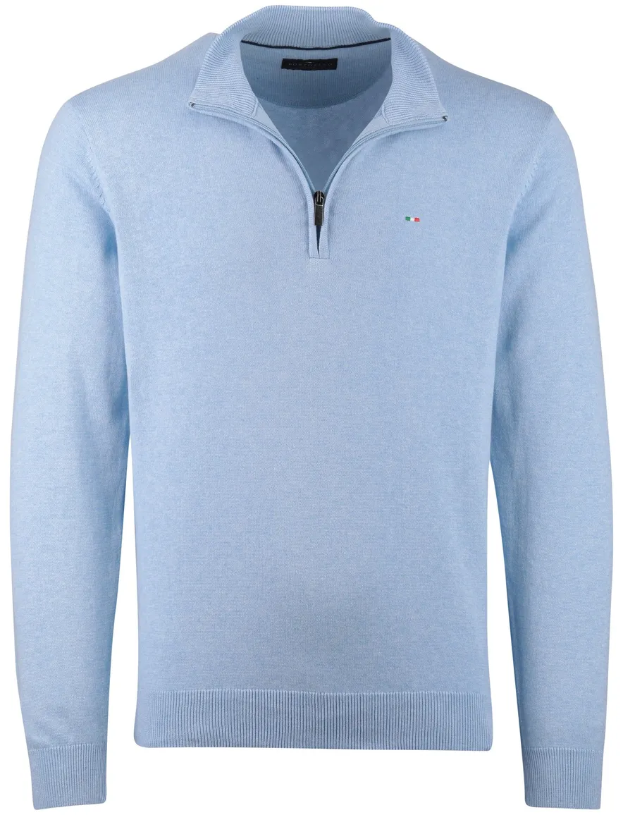 Portofino halfzip trui lichtblauw