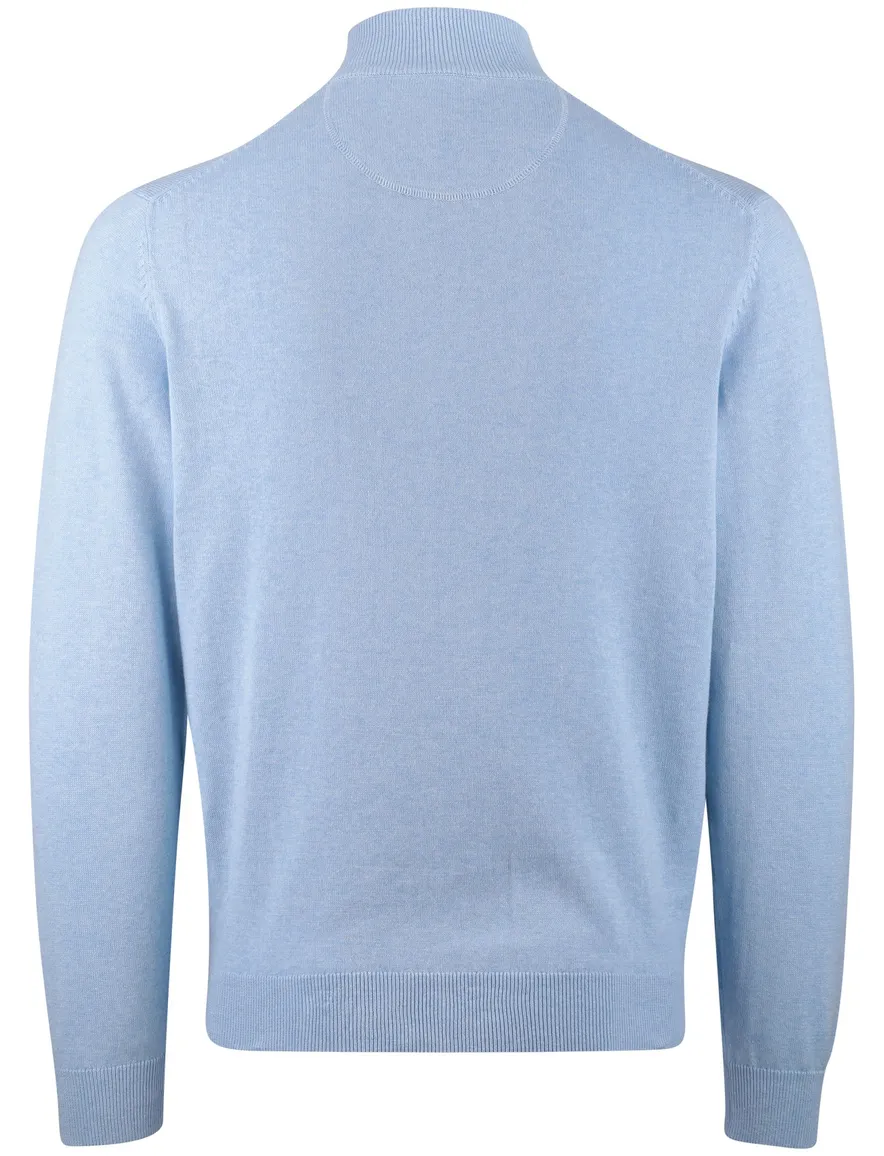 lichtblauwe trui Portofino half zip normale fit