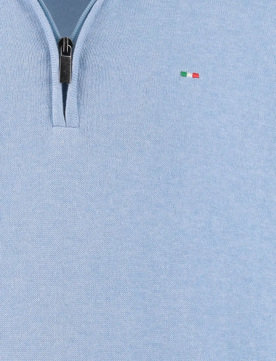 Portofino halfzip trui lichtblauw