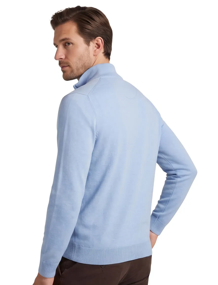 lichtblauwe trui Portofino half zip normale fit