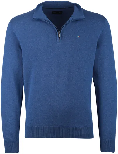 Portofino blauwe trui Portofino half zip zwarte rits