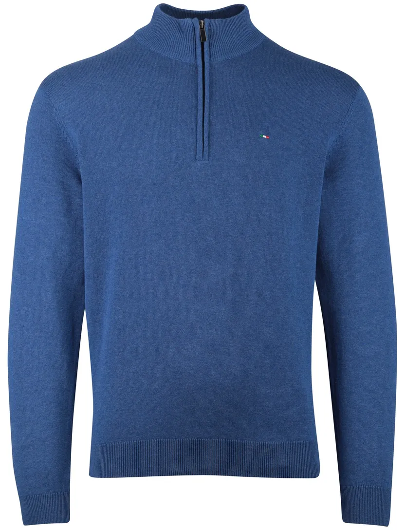 trui Portofino half zip blauw zwarte rits normale fit