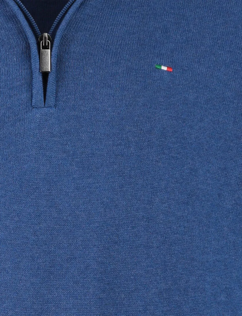 trui Portofino half zip blauw zwarte rits normale fit