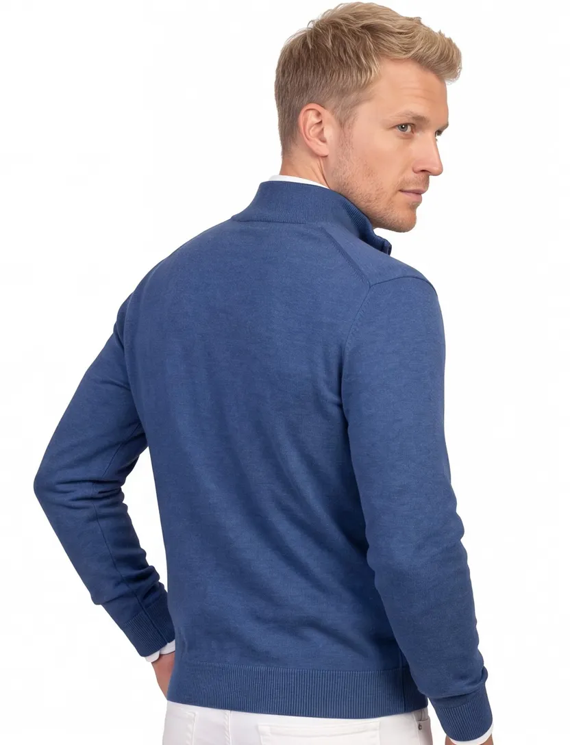 trui Portofino half zip blauw zwarte rits normale fit