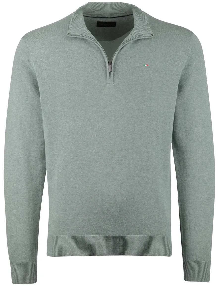 groene trui Portofino grijze rits half zip