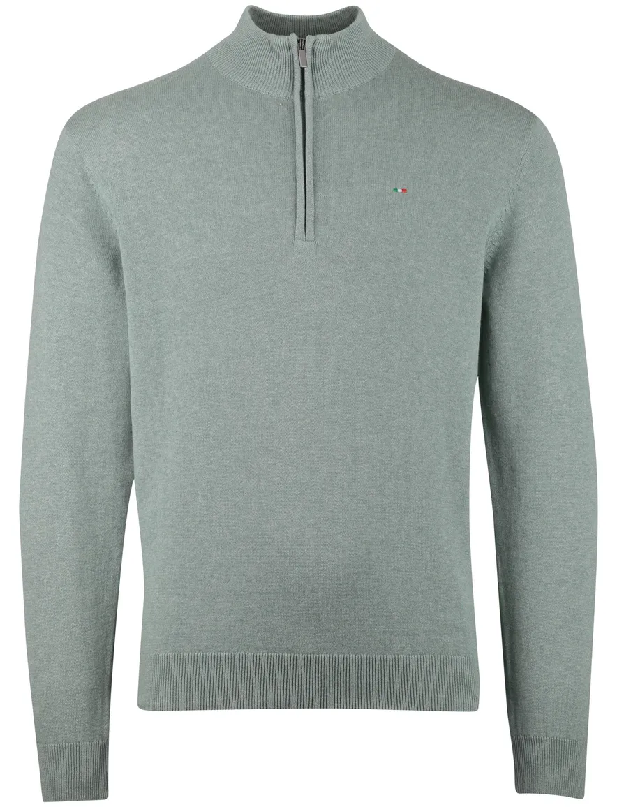 groene trui Portofino grijze rits half zip