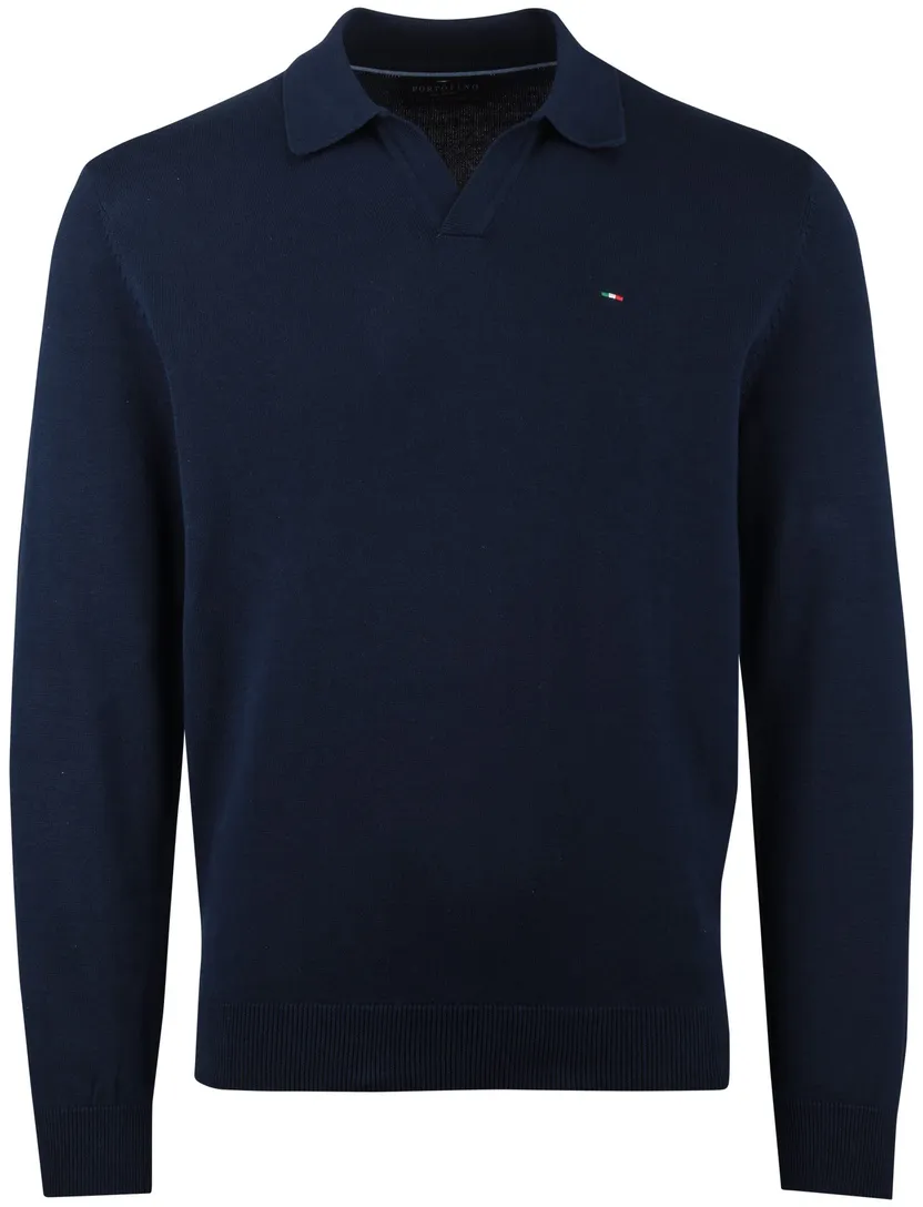 Gemeleerde trui v-hals groen navy