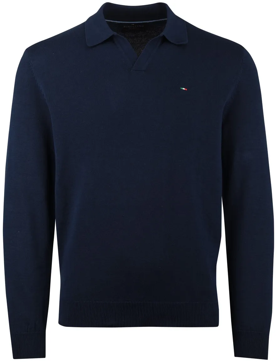 Portofino trui v-hals navy katoen