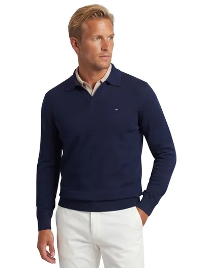 Portofino Portofino trui v-hals gemeleerd navy