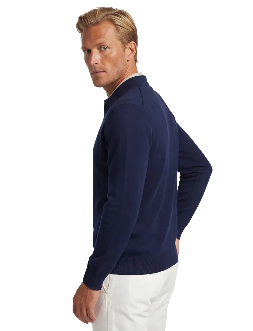 Portofino trui v-hals gemeleerd navy