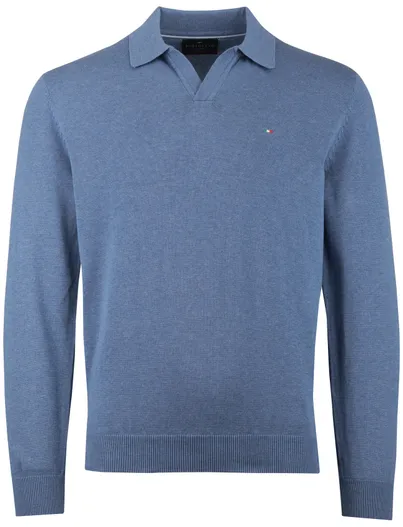 Portofino Portofino trui v-hals gemeleerd blauw katoen