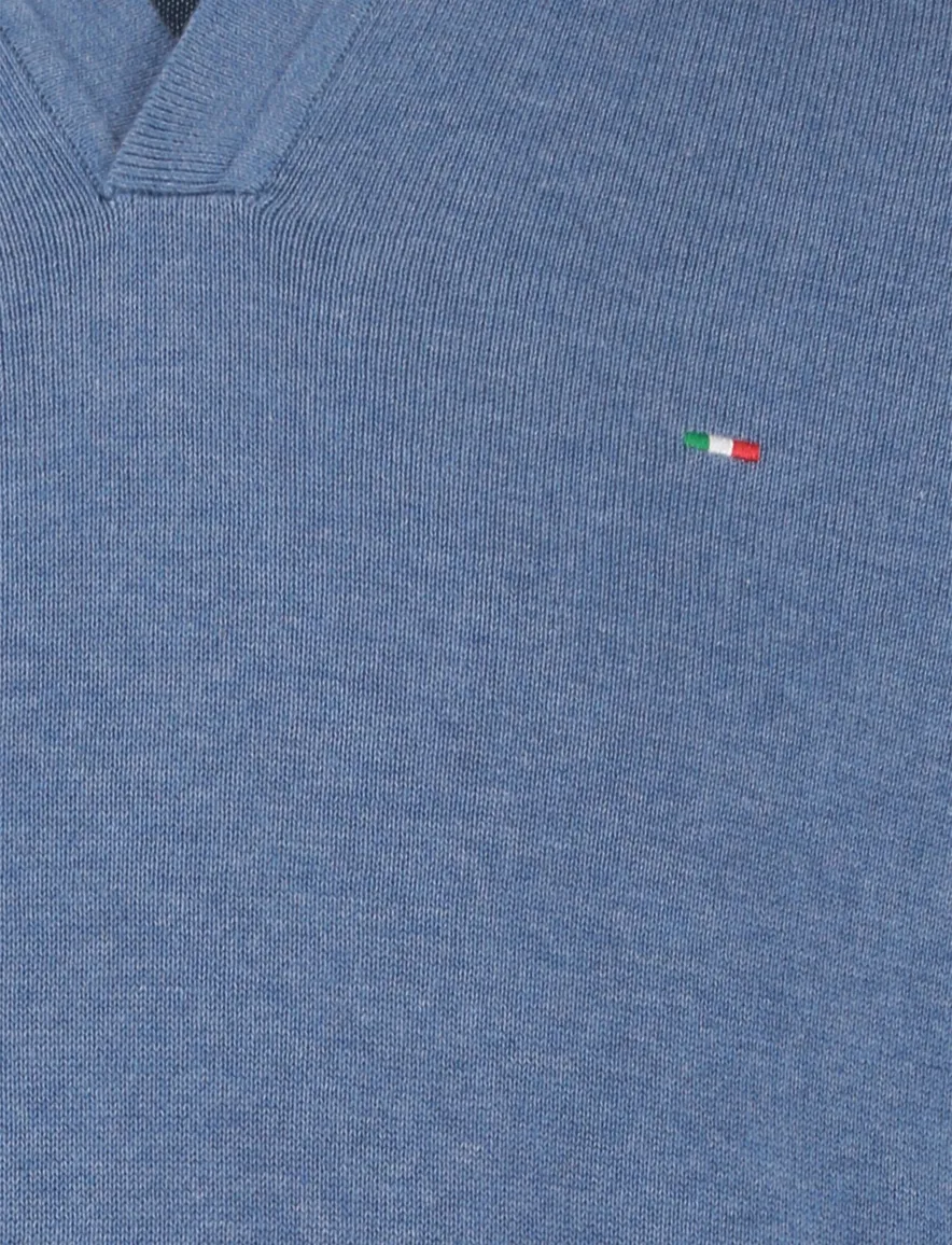 Portofino trui v-hals gemeleerd blauw katoen