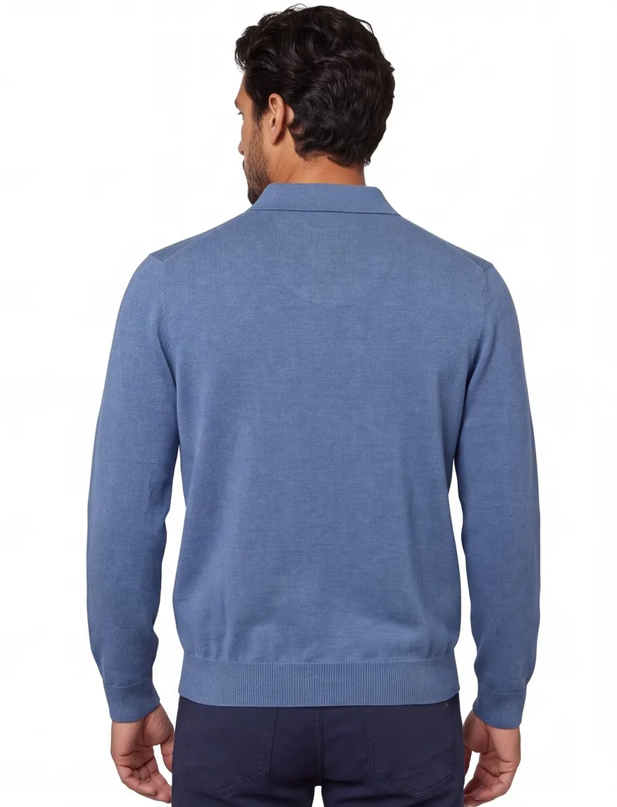 Portofino trui v-hals blauw katoen