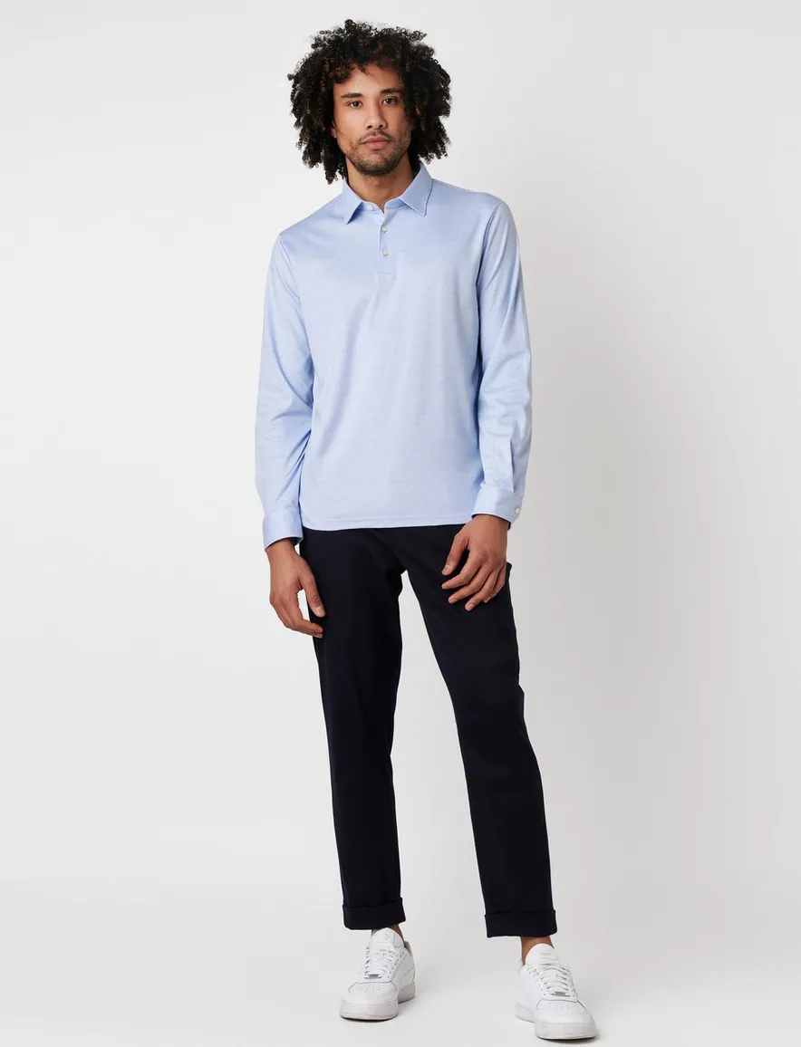 Desoto poloshirt lichtblauw witte knoop