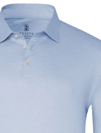 Desoto poloshirt lichtblauw witte knoop