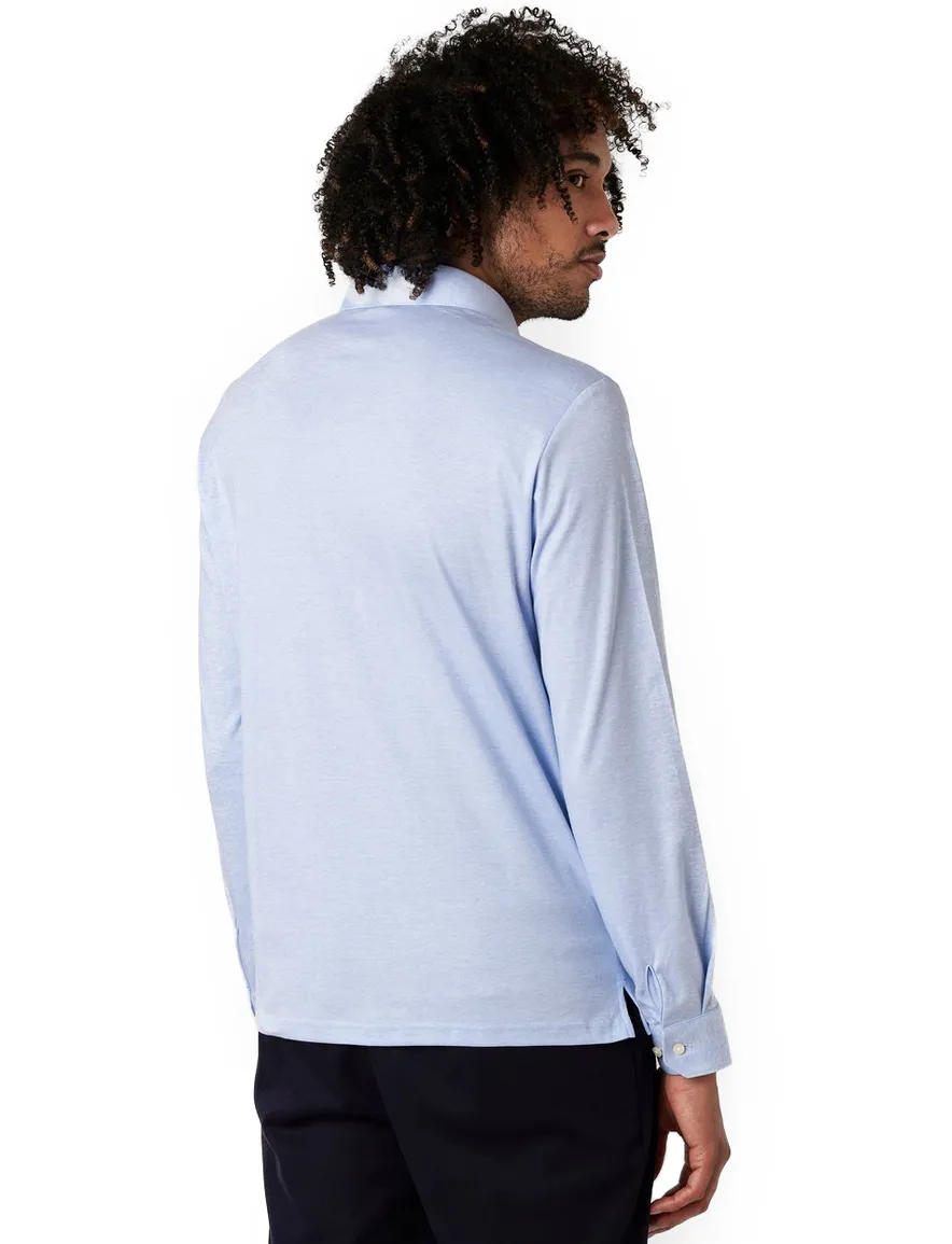 Desoto poloshirt lichtblauw witte knoop