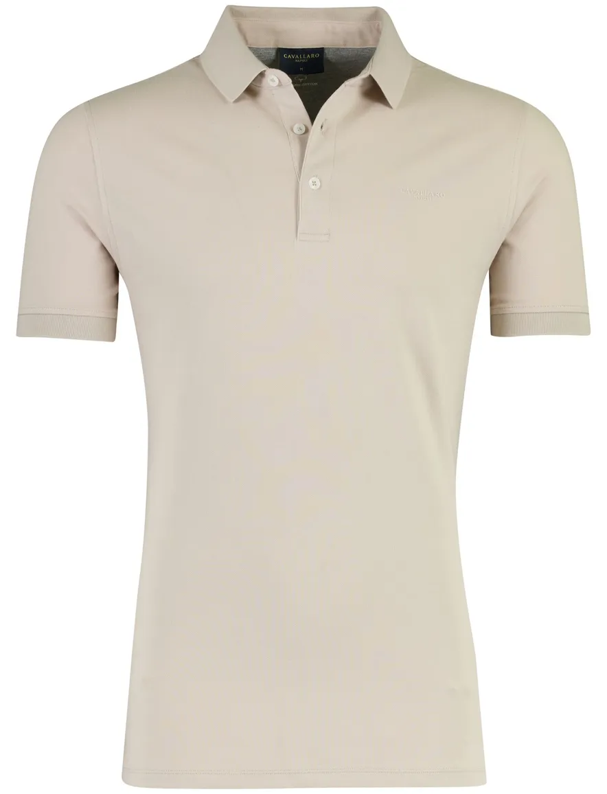 Cavallaro Bavegio polo korte mouw beige regular fit