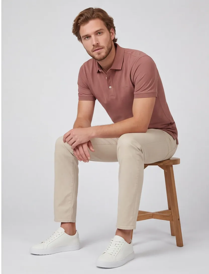 Polo korte mouw Cavallaro Bavegio polo roze regular fit