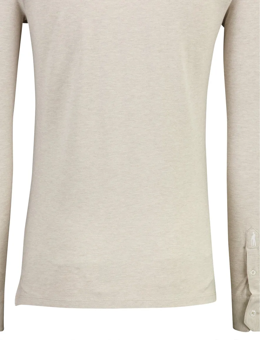 Poloshirt lange mouw Cavallaro beige gemeleerd 3 knoops