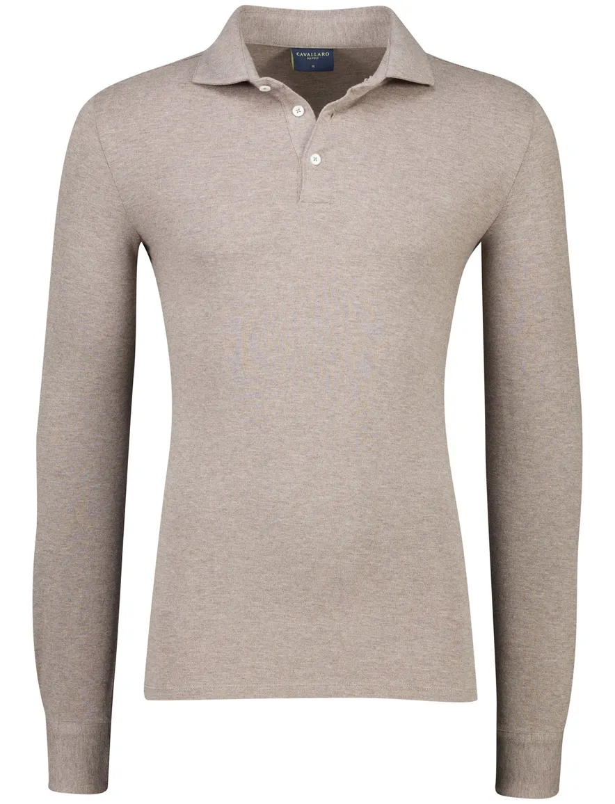 Beige poloshirt Cavallaro Camicia 3 knoop