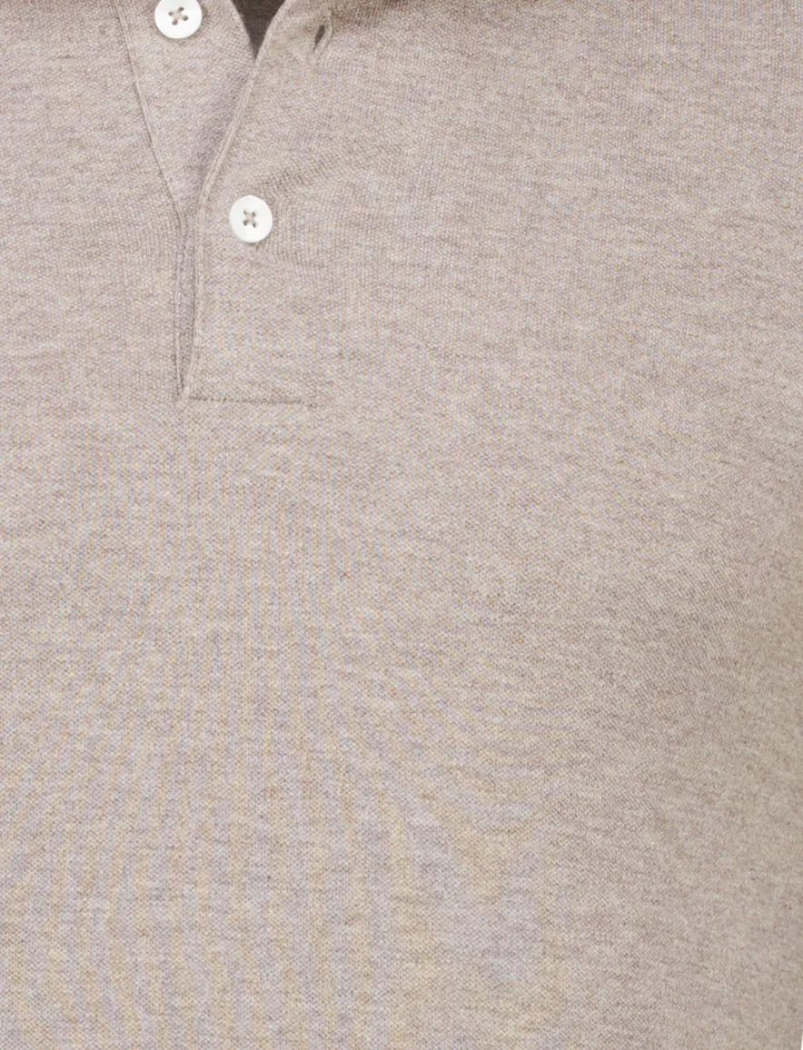 Beige poloshirt Cavallaro Camicia 3 knoop