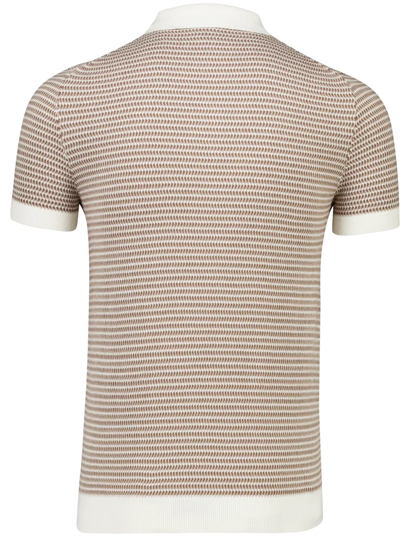 Beige wit poloshirt Cavallaro Multipo gebreid