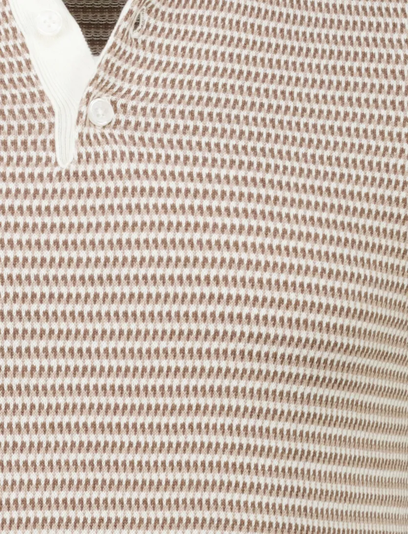 Beige wit poloshirt Cavallaro Multipo gebreid