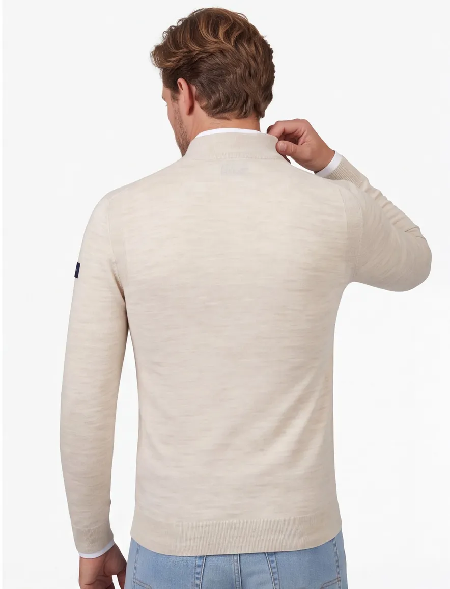 half zip trui beige Cavallaro Fontanio wol