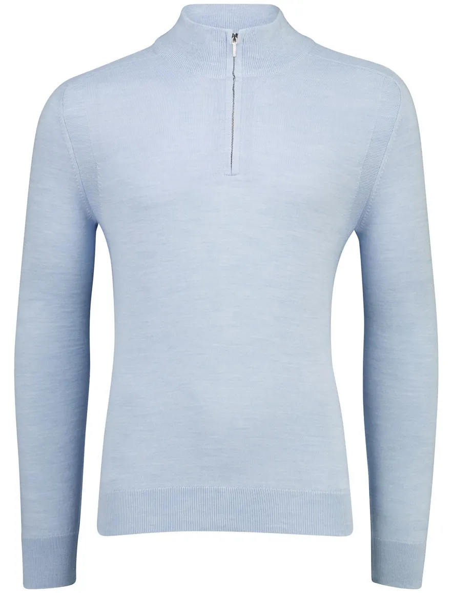 trui half-zip Cavallaro Palio lichtblauw gemêleerd