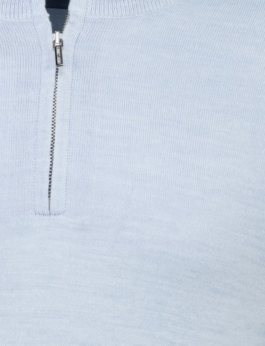 Cavallaro Palio Half Zip trui lichtblauw gemeleerd