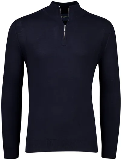 Cavallaro Cavallaro donkerblauwe heren trui met rits hals wol